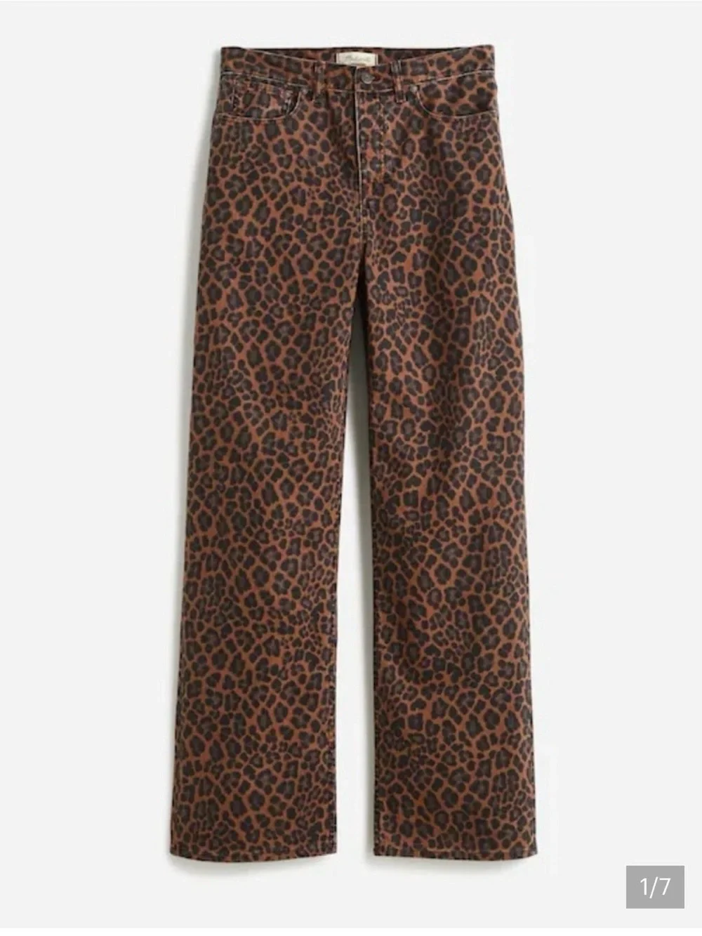 Madewell Brown Leopard-Print Wide-Leg Jeans